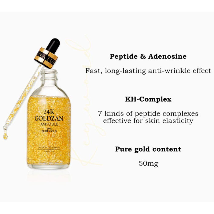24K Goldzan Facial Serum Ampoule – Pure Gold 99.9% by Maison De Nature (100ml)